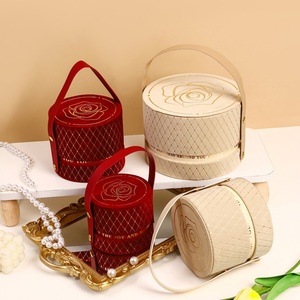 Hot Style High-end Round Hand-held <b>Wedding</b> Round Gift <b>Box</b> with Lid with Camellia Design Stamping Printing for <b>Wedding</b> Ceremony - Product Image 3