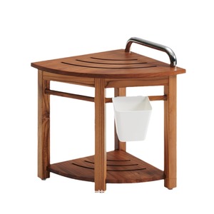 Tabouret de salle de bain en bois Thousand Trees, siège de douche d'angle avec rangement, bois brun - Product Image 5