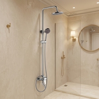 Ensemble bain-douche 3 fonctions à poignée unique, pommeau de douche 8 pouces et douchette à main, poignée et bec en zinc, tube en acier inoxydable 304