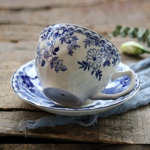 JBS Series Under-glazed Kitchen Accessories Dinner Plates <b>Box</b> Vintage Picture Dishes Ceramic Round Nordic Blue and White <b>Brown</b> - Product Image 6