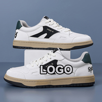 Chaussures de skate décontractées pour hommes personnalisées, confortables, respirantes, en mesh, en cuir véritable, antidérapantes, printemps-été, baskets blanches