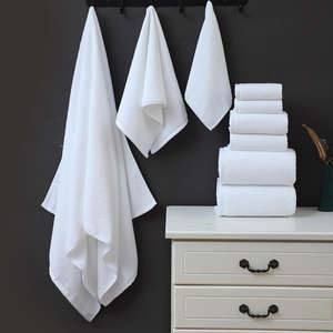 Ensemble de serviettes en coton blanc de luxe d'usine, <span class=keywords><strong>70x140</strong></span>, séchage rapide, couleur unie, tissage personnalisé, logo, qualité hôtel 5 étoiles, serviette de bain - Product Image 1