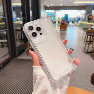 Hot Bán Lai Trường Hợp 3 Trong 1 Điện Thoại Trong Suốt Trường Hợp PC + TPU <span class=keywords><strong>4</strong></span> Góc Chống Sốc Cover Quay Lại Đối Với <span class=keywords><strong>iPhone</strong></span> 15 Pro Max - Product Image 2