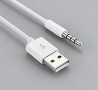 Câble adaptateur audio USB vers 3,5 mm, prise jack 3,5 mm vers USB 2.0, câble de synchronisation de données de charge pour iPod Shuffle 3e, 4e, 5e génération, téléphones mobiles