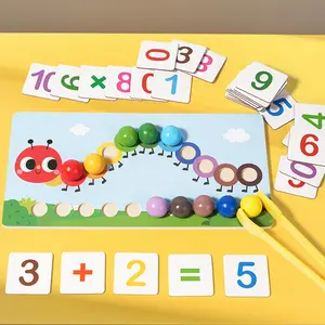 Montessori-Clip-Perlen-Mathematik-Spielzeug Kinder feinmotortraining Farben-Überholung Raupenzahnzahnzahnzahn-Lern-Lern-Spielzeug