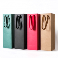 Vin Sac Papier Kraft Weinflaschen-Geschenktüte Champagner Maßgefertigte Luxus-Offsetdruck Werbegeschenke Braune Kraftpapiertüte
