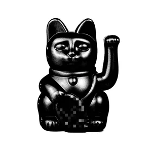 Maneki neko kucing keberuntungan grosir, kucing keberuntungan desain baru plastik hitam melambai