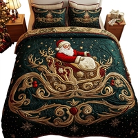 Parure de lit de Noël en tissu brossé imprimé numériquement, couvre-lit en polyester doux toutes saisons, linge de lit personnalisé pour hôtel et maison