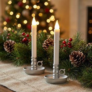 Bougies <span class=keywords><strong>LED</strong></span> coniques sans flamme en plastique blanc, à piles, pour fenêtre, pour Noël et les fêtes - Product Image 1