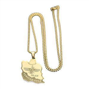 Collier étanche en acier inoxydable doré pour femme, bijoux plaqué or 18 carats, collier carte de l'Iran pour femme, collection 2026 - Product Image 6