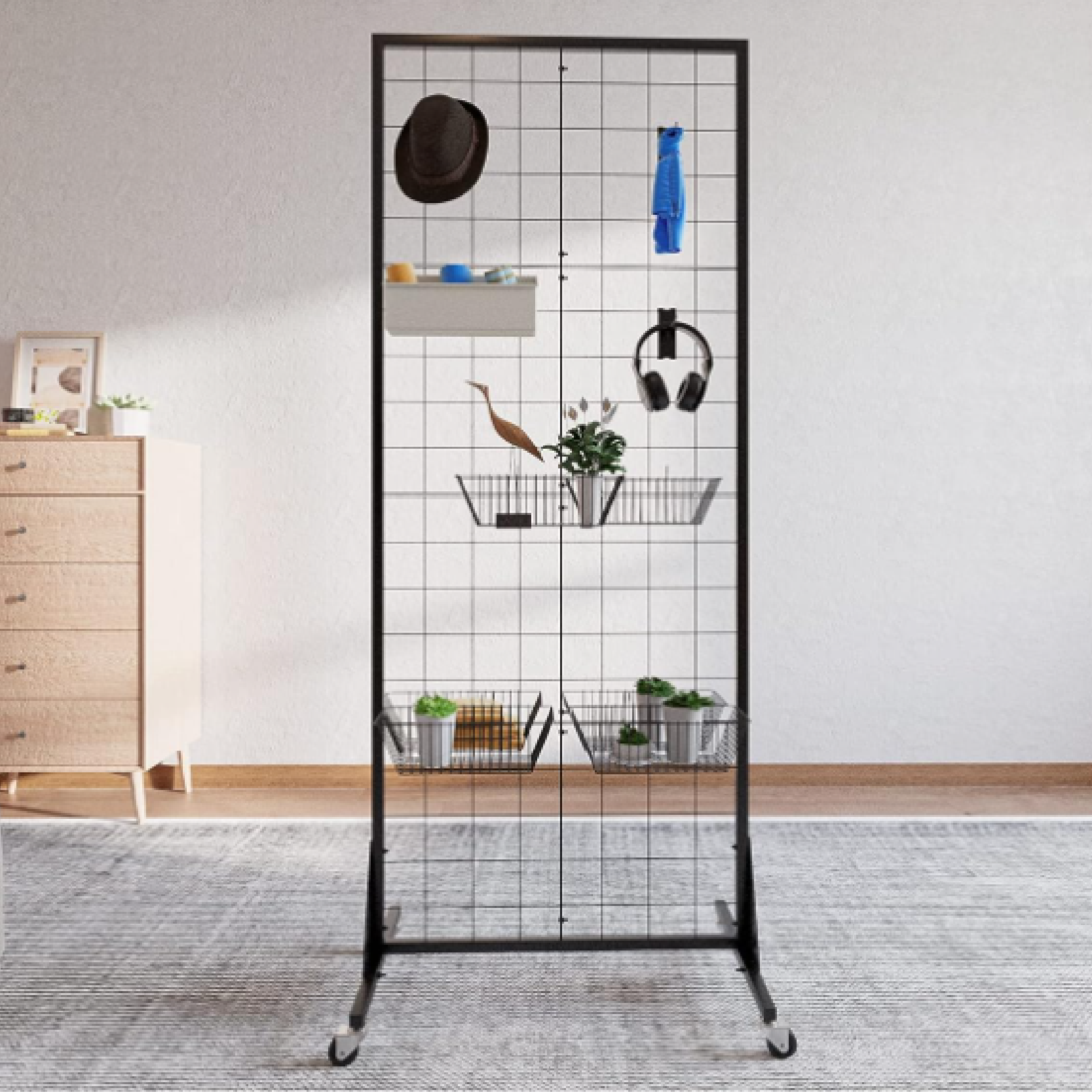 Gridwall Panel Display Stand Heavy Movable Floor Standing Grid Wall Panels Retail Display Rack Craft Show Wire Grid Wall — view 3