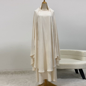 2025 New Two-Piece Robe Large Headscarf and Long Skirt Cross-Border Ethnic Polyester <strong>Abaya</strong> for Summer <strong>Model</strong> - Product Image 3