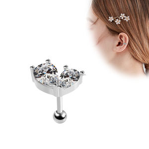 Bijoux <span class=keywords><strong>de</strong></span> <span class=keywords><strong>piercing</strong></span> pour oreilles en acier inoxydable poli haute brillance, vente en gros, <span class=keywords><strong>piercing</strong></span> tendance, clous d'<span class=keywords><strong>oreille</strong></span> en zircon en forme <span class=keywords><strong>de</strong></span> cœur - Product Image 4