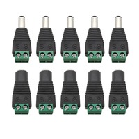 Connecteur d'alimentation DC en laiton 5,5x2,1mm / 5,5x2,5mm, prise mâle/femelle, bornier adaptateur DC 12V/24V, boîtier plastique