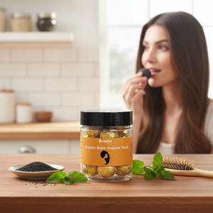 Bolas de Sésamo Negro para el Cuidado del Cabello, Suplemento Dietético Herbal Natural, Marca Privada OEM, Bolas de Sésamo Negro para el Cabello - Product Image 2