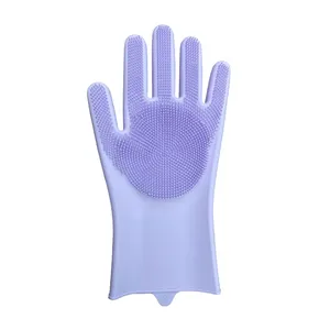 Multi Color Hook Design Good Toughness Easy Disinfection Reusable Silicone Gloves With Wash Brushes
