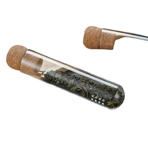 Individuale tazza di tè tubo di vetro infusore-Mini infusore filtro per frutta a base di erbe o foglie sciolte <span class=keywords><strong>con</strong></span> <span class=keywords><strong>coperchio</strong></span> in sughero - Product Image 1