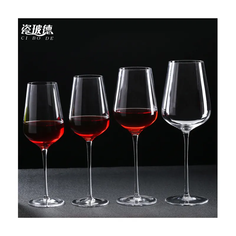 Aangepaste Logo Gepersonaliseerde Fles Lange Steel Wijnglazen Platte Beker Glas Wijn Wit Set Kristallen Rode Wijn Glas Cup