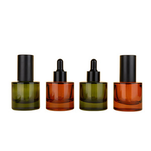 Usine Spot Vente en gros <span class=keywords><strong>Artisan</strong></span> 20mm Cou 30ML Fond épais Cylindrique Brun Vert Bouteille d'essence en verre - Product Image 6