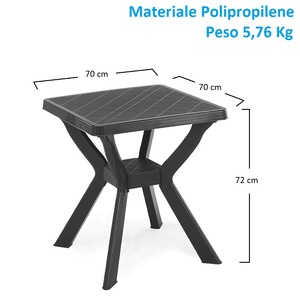 Square Garden <b>Table</b> 70x70x72 Cm Anthracite <b>Plastic</b> <b>Outdoor</b> Camping <b>Table</b> Space Saving Easy Use - Product Image 2