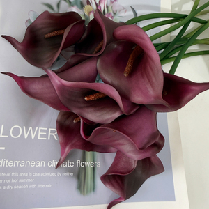 Fleur artificielle de lys <span class=keywords><strong>Cala</strong></span> rouge foncé, effet toucher réel, décoration moderne pour la maison, bouquet de mariage - Product Image 6