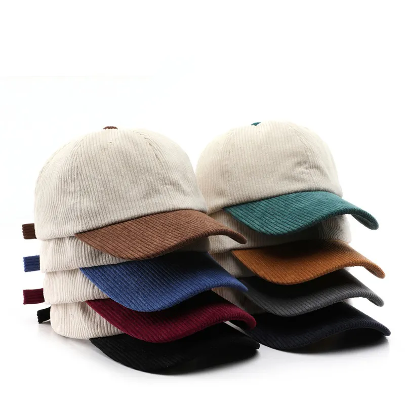 2024 Fashion Blank Unstructured Adjustable Plain Corduroy Dad Hat Cap with Custom Logo