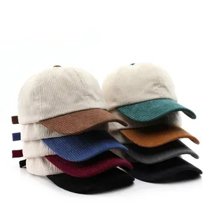 2024 Fashion Blank Unstructured Adjustable Plain Corduroy Dad Hat Cap With Custom Logo