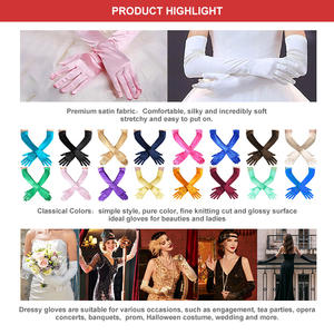 Custom Women 28 pollici bianco lungo elasticizzato viola blu verde giallo rosa guanti formali in raso con Logo - Product Image 6