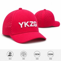 Gestructureerde Performance Cap Koningsblauw Laser Cut Baseball Cap Custom Logo 3D Puff Borduurwerk Blad Waterdicht Ademend Sportpet