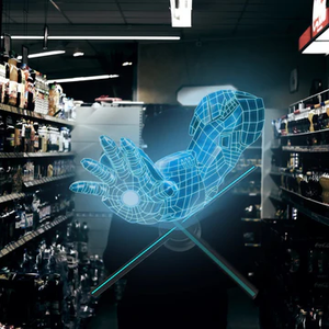 <span class=keywords><strong>Projecteur</strong></span> publicitaire <span class=keywords><strong>holographique</strong></span> 3D, ventilateur <span class=keywords><strong>holographique</strong></span> LED, 42 cm, intérieur, <span class=keywords><strong>Halloween</strong></span>, Noël, exposition, centre commercial, vacances - Product Image 1