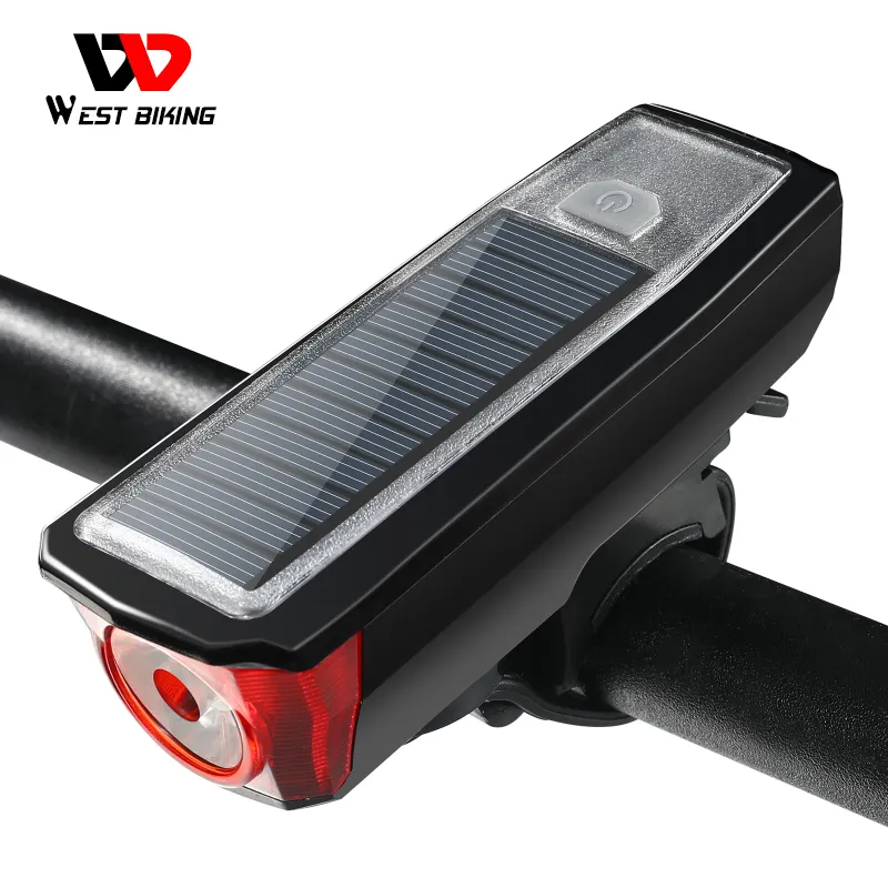 WEST BIKING luce per bicicletta ad energia solare fari a LED ricaricabili USB luce per ciclismo per moto luce anteriore per corno per Mountain Bike
