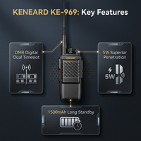 KENEARD KE-969 Talkie-walkie numérique DMR 5W haute puissance double temps de slot 1500mAh 32 canaux Radio bidirectionnelle portable UHF pour la sécurité professionnelle