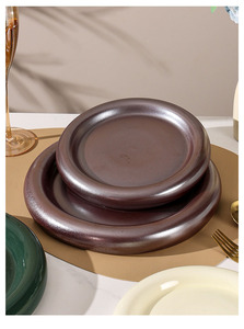 จานเซรามิกดีไซน์หรูหรา สีพื้น สำหรับเสิร์ฟสเต็ก พาสต้า และของหวาน - Product Image 6