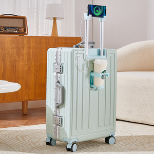 Mới nhất đa chức năng nhôm hành lý USB sạc cổng giữ cốc và điện thoại đứng du lịch trường hợp xe đẩy di động trường hợp - Product Image 3