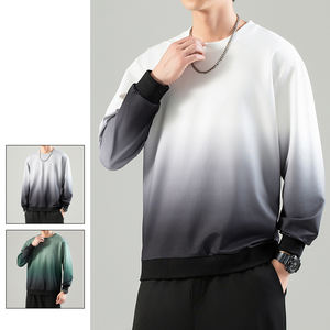 Suéter degradado de manga larga para hombre, camiseta de cuello redondo, ropa fina de talla grande, holgada y cómoda, a la moda para otoño - Product Image 5