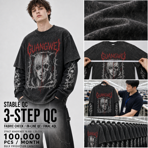 T-Shirt Personalizzata a Maniche Lunghe per <span class=keywords><strong>Uomo</strong></span>, Stile Gotico Streetwear, Cotone Pesante con Grafica, Produzione su Misura - Product Image 4