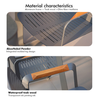 Set Meja dan Kursi Taman Furnitur Luar Ruangan Desain Singa Modern dari Aluminium dan Kayu Jati dengan Bantal Busa High-Density Ramah Lingkungan