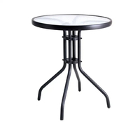 Table de Jardin en Métal, Légère et Portable, avec Plateau en Verre Trempé à Effet Vague