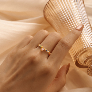 Anillo Abierto Ajustable CANNER al por Mayor, Creativo, de Plata de Ley S925, con Zirconia Colorida en Forma de Hoja, Flor y Corazón, Chapado en Oro de 18K, para Mujeres y Niñas - Product Image 3