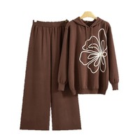 Ensemble deux pièces pour femmes, pantalon large à jambes larges en nylon/coton anti-froissement, style européen et américain de luxe, à capuche, pour l'automne et l'hiver
