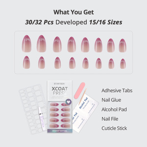 Btartbox Mềm Gel Cao Cấp Báo Chí Trên Móng Tay 30Pcs Bán Buôn Ngắn Hạnh Nhân Handmade 3D Pháp Tái Sử Dụng Giả Móng Tay Báo Chí Trên - Product Image 5