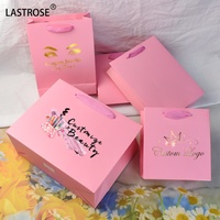 Sacs en papier rose en carton avec logo imprimé personnalisé, sacs de shopping en papier de luxe, emballage pour vêtements, sacs cadeaux