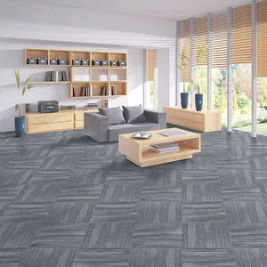 Anti-slip Fireproof Nylon Commercial square flooring hotel 50x50cm Modern PVC interlocking Office Carpet tile