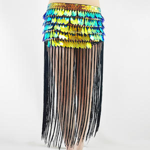 Bufanda <span class=keywords><strong>de</strong></span> cintura Triangular envuelta con flecos largos <span class=keywords><strong>de</strong></span> lentejuelas brillantes <span class=keywords><strong>de</strong></span> estilo bohemio Vintage para traje <span class=keywords><strong>de</strong></span> danza del vientre Oriental - Product Image 6