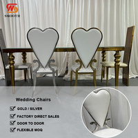 Chaises en PU à dossier en forme de cœur, nouveau design, lisses, dorées, argentées, en acier inoxydable, pour la décoration de mariage