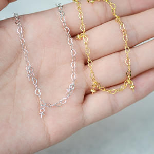 Bracelet en argent S925 simple en forme de cœur, 5-9 perles, accessoires de bijoux DIY pour femmes, chaînes fines, colliers, plateau vide - Product Image 1