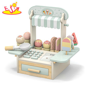 Juego de Imitación de Heladería de Madera con <span class=keywords><strong>Caja</strong></span> <span class=keywords><strong>Registradora</strong></span> Funcional, Juguetes de Helados Realistas y Cajón de Almacenamiento W10A312 - Product Image 1