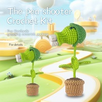 Perlengkapan Rajut Serat Akrilik DIY untuk Pemula Paket Bahan Buatan Tangan dengan Desain Tanaman untuk Boneka Amigurumi, Hiasan & Gantungan Kunci