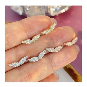 Xinfly Trendy 18k Solid Gold AU750 0.16ctw Natural Diamond Angel <b>Wing</b> Stud <b>Earrings</b> for Gift Fine Jewelry - Product Image 1