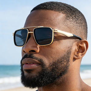 Gafas de Sol Cuadradas para Hombre KSL-98415, Montura Negra de Aleación de Zinc, Protección UV400, Lentes de PC Clase 2 para Exteriores - Product Image 1